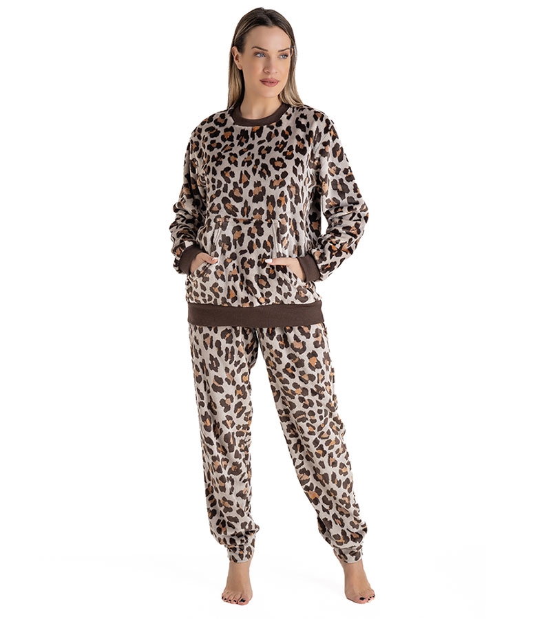 Rachel  Γυναικεία Βελούδινη Πιτζάμα Animal Print