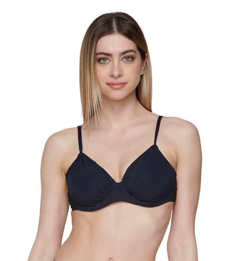 Luna Bikini Top Blue Sense unpadded ruched balconette