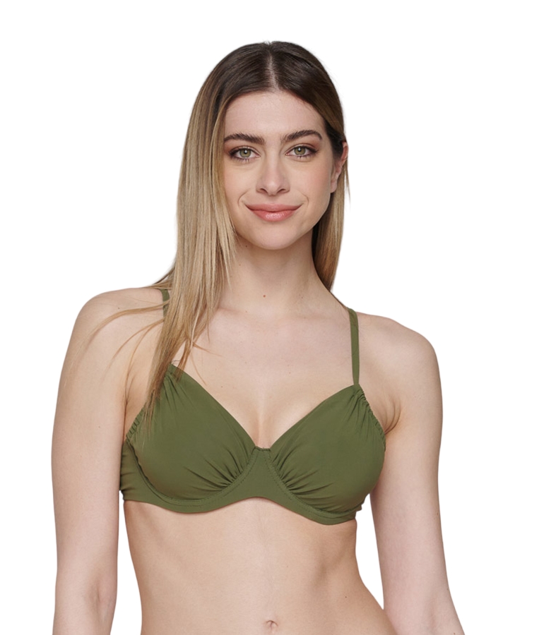 Luna Bikini Top Blue Sense unpadded ruched balconette